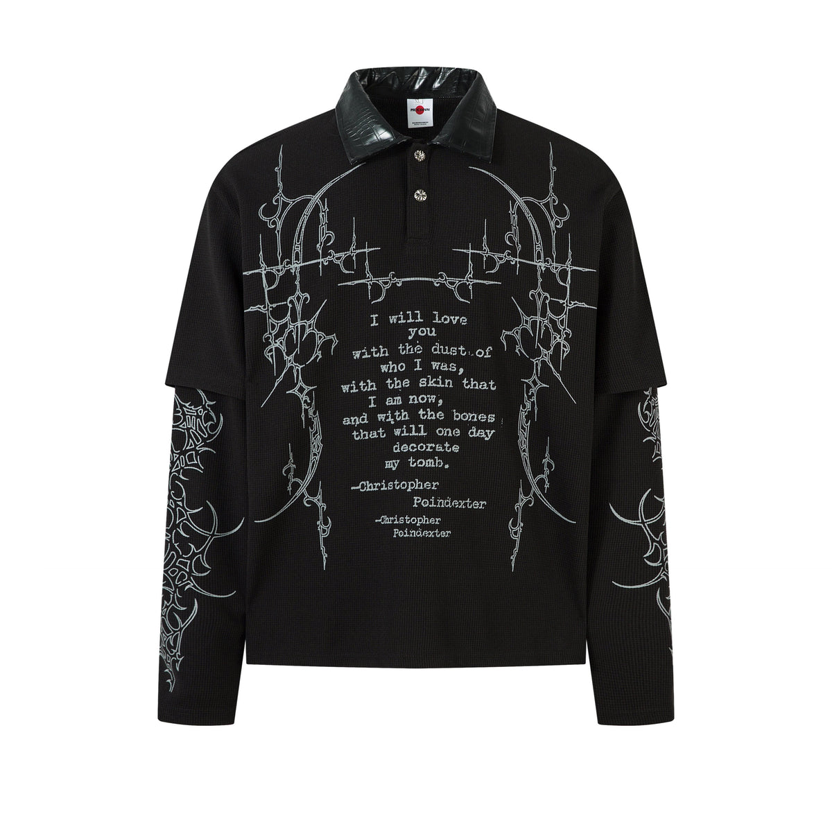 Men's Layered-Look Waffle Long-Sleeve Polo T-Shirt - Notkicks