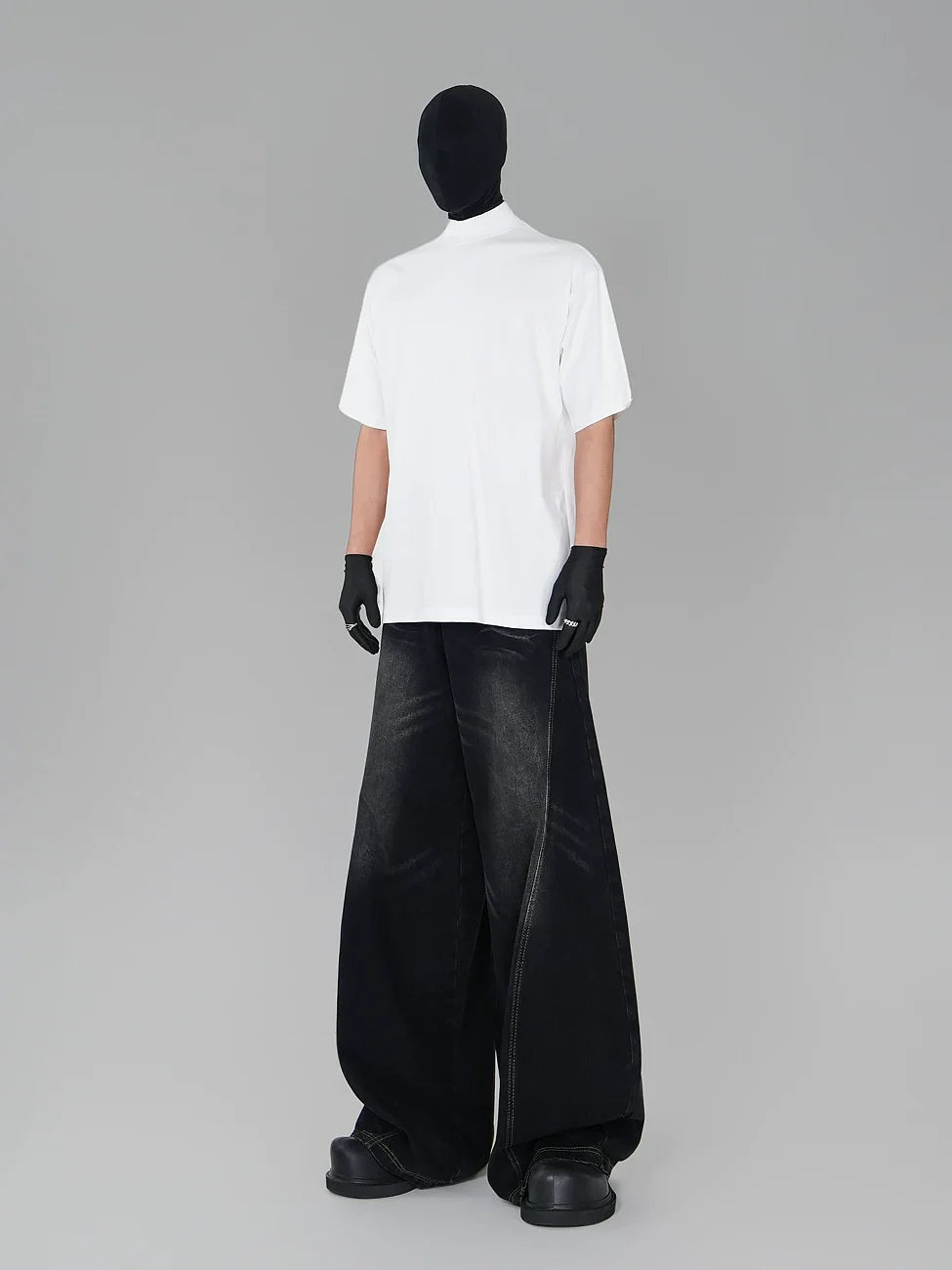 Blank Signal High‑Neck Oversized Tee - Notkicks