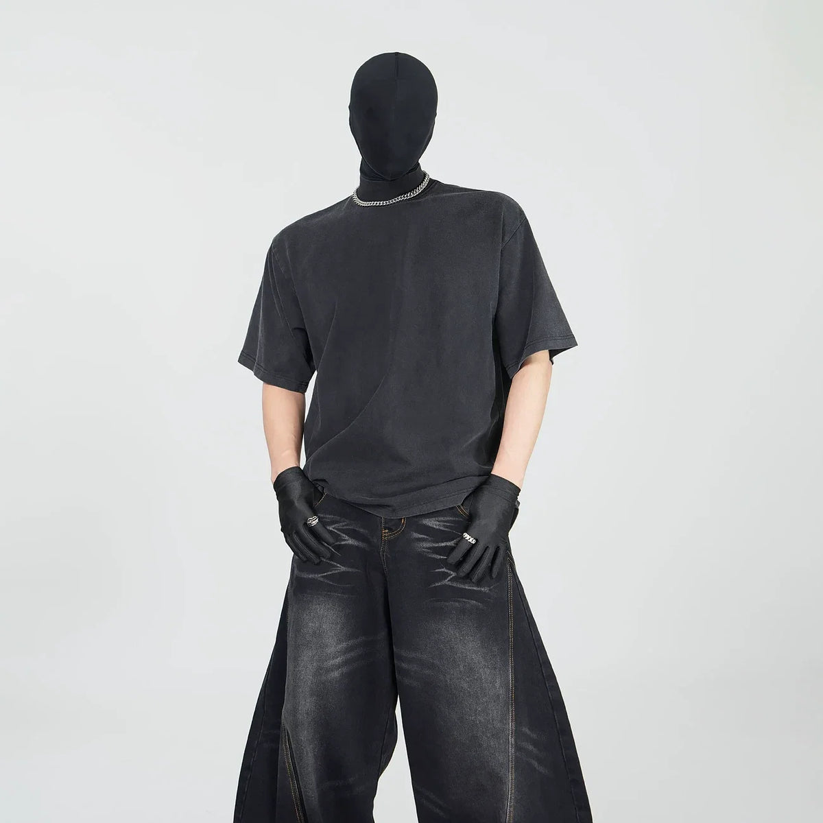 Blank Signal High‑Neck Oversized Tee - Notkicks