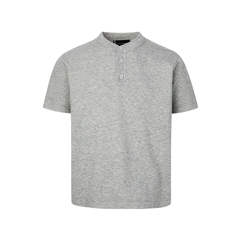 Heather Button Henley Knit Tee - Notkicks