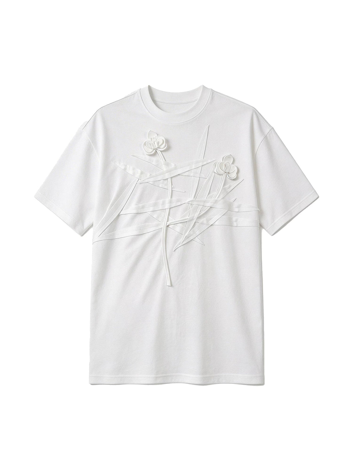 Ivory Crossed Bloom Relief Tee - Notkicks