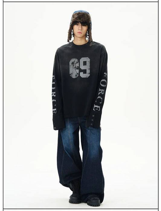 Distressed Force Graphic Long Sleeve Tee - Notkicks