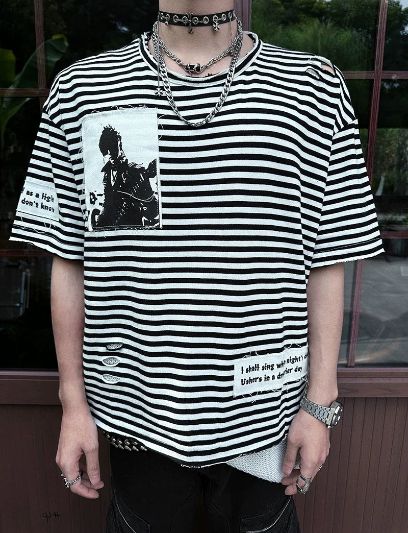 Razor Hymn Striped Relic Tee - Notkicks