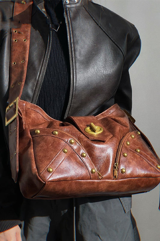 Luxe Riveted Large Crossbody Bag - Notkicks