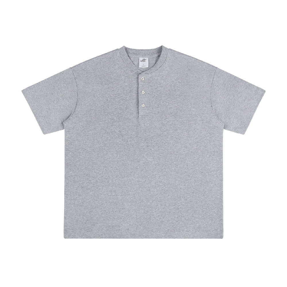 320G Heavyweight Cotton Henley Oversized Tee - Notkicks