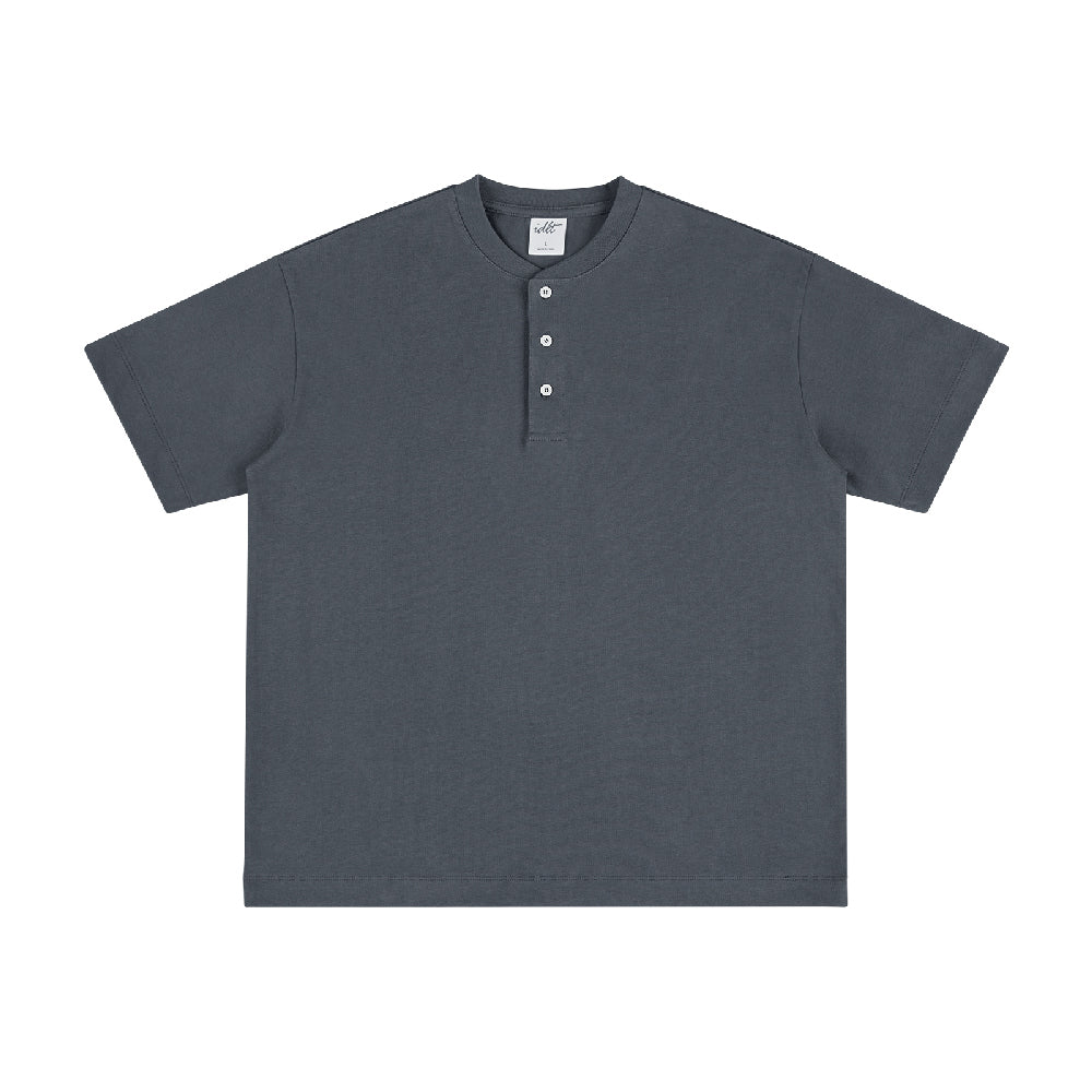 320G Heavyweight Cotton Henley Oversized Tee - Notkicks