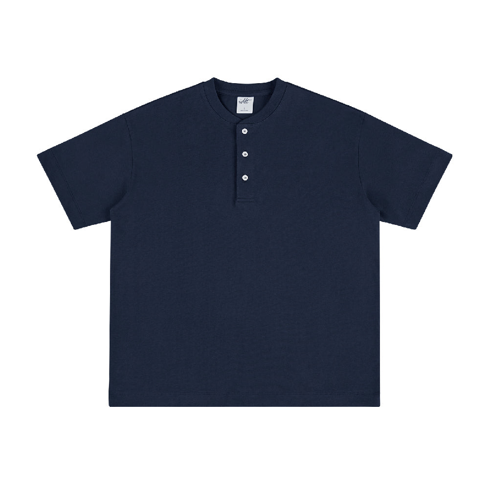 320G Heavyweight Cotton Henley Oversized Tee - Notkicks