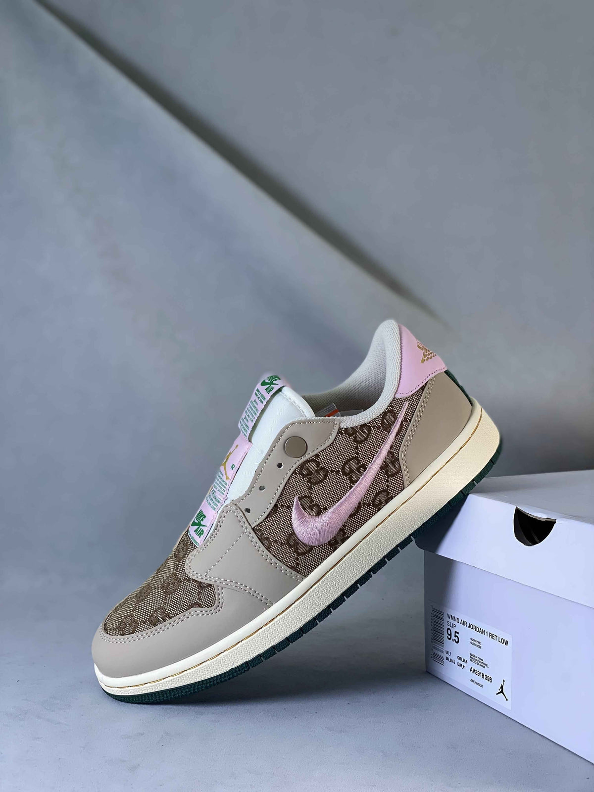 Custom GG x Air Jordan 1 Retro Low Slip AJ1 AV3918-398 SneakerNational