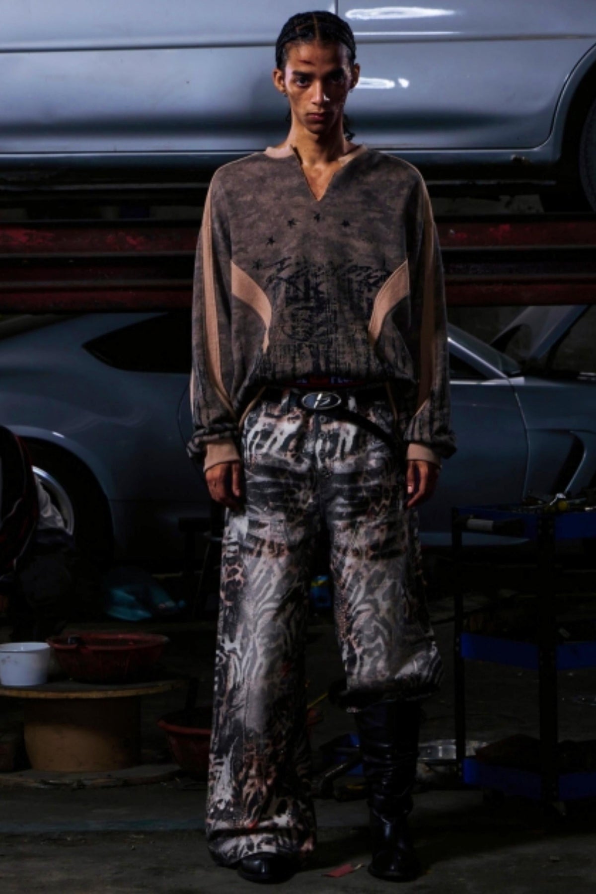 Men's Camouflage Patchwork Half-Zip Top - Notkicks
