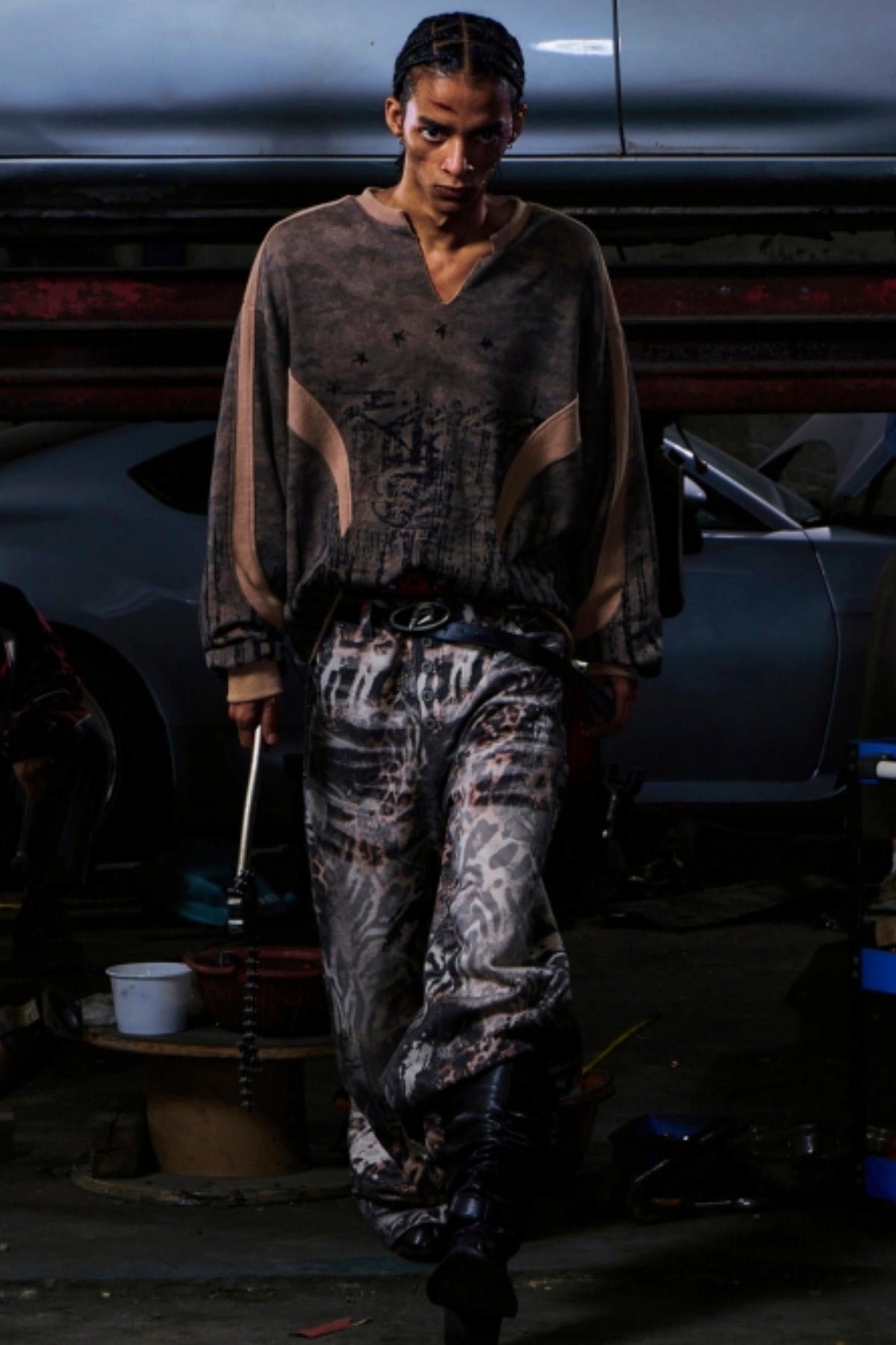 Men's Camouflage Patchwork Half-Zip Top - Notkicks