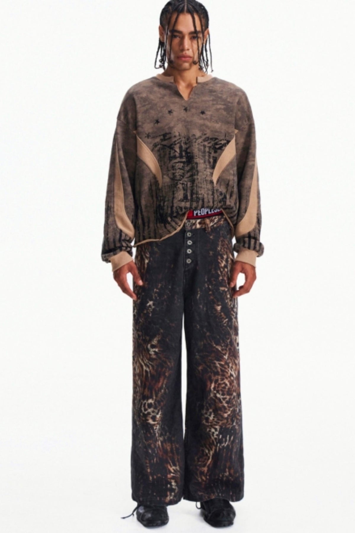 Men's Camouflage Patchwork Half-Zip Top - Notkicks