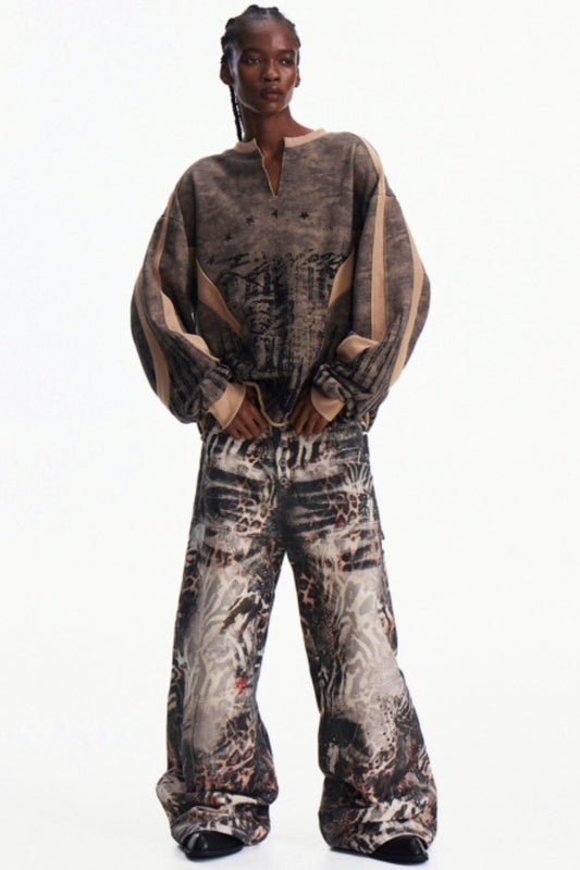Men's Camouflage Patchwork Half-Zip Top - Notkicks