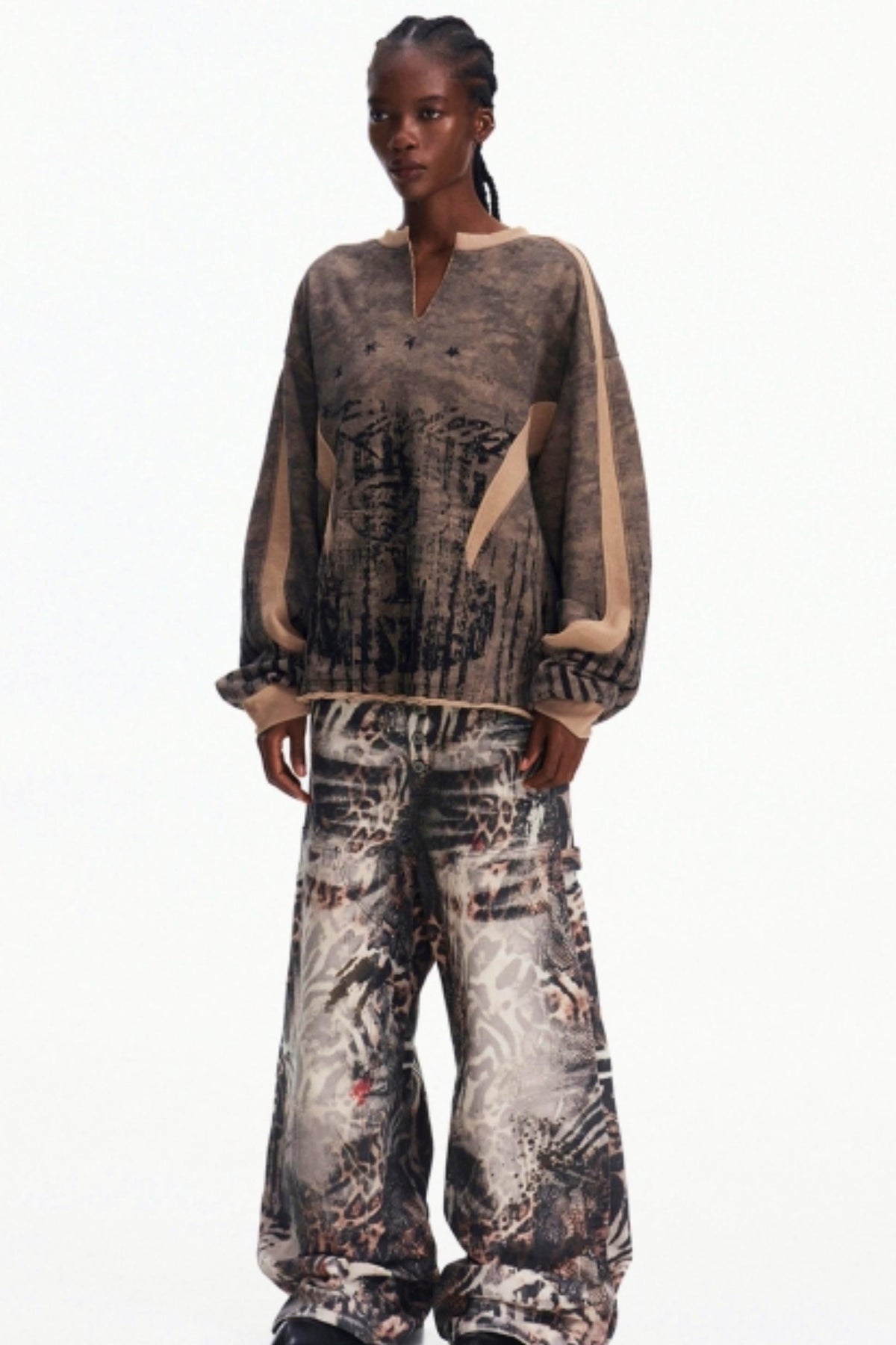 Men's Camouflage Patchwork Half-Zip Top - Notkicks