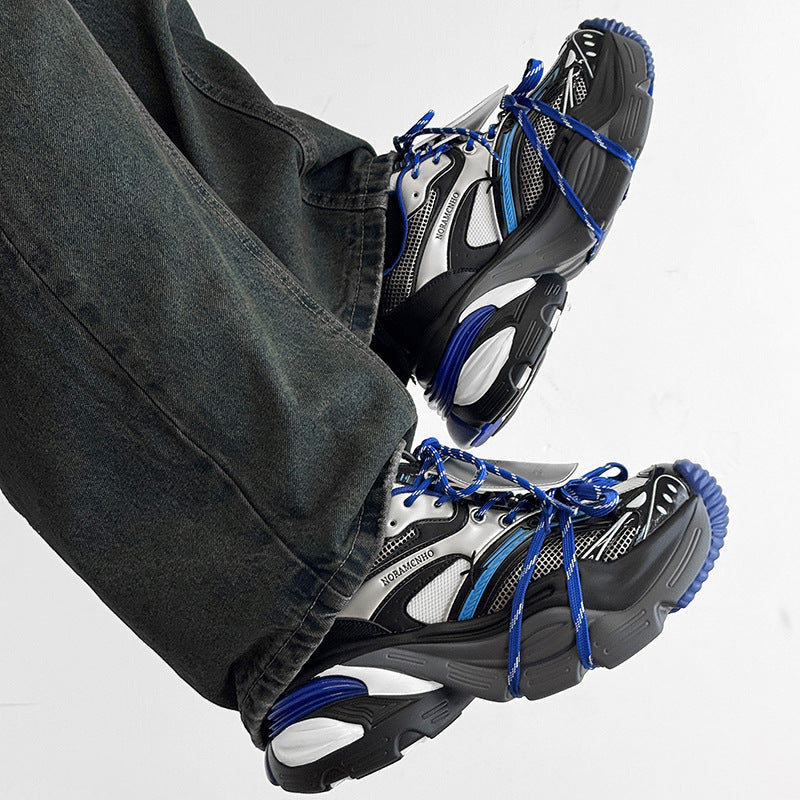 Aero Blue Platform Running Sneakers - Electric Cobalt Tech-Wear Trainers | LuxuryUrbanwear - Luxuryurbanwear