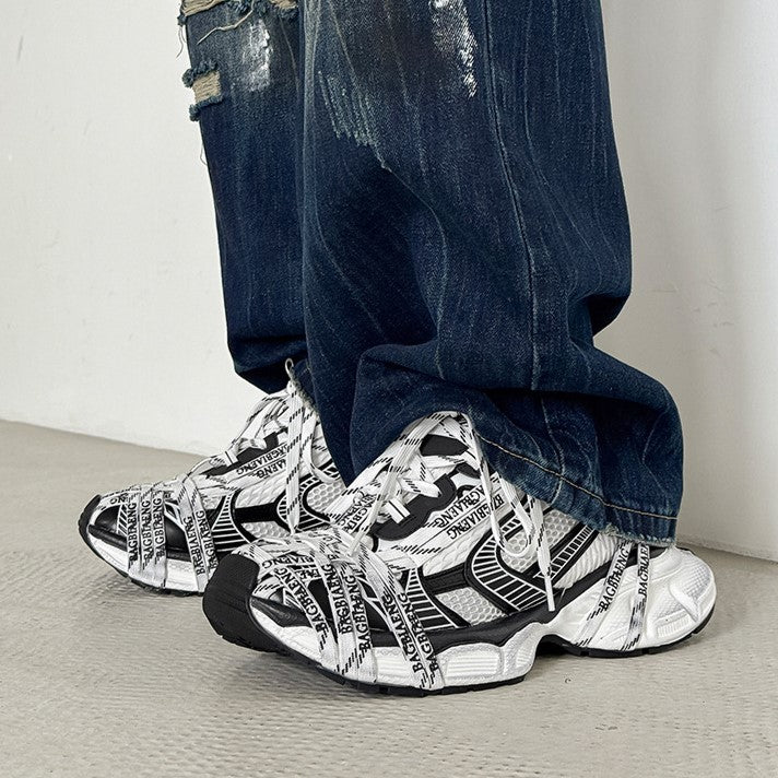 Triple S Logotype Technical Sneakers - Luxury Logo-Print Platform Trainers | LuxuryUrbanwear - Luxuryurbanwear