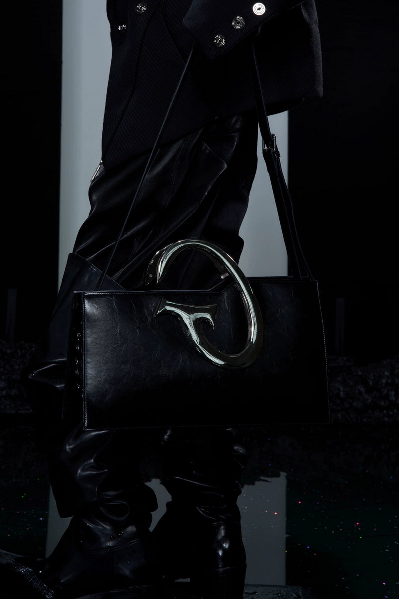 Asymmetric Metal Handle Chain Shoulder Bag - Notkicks