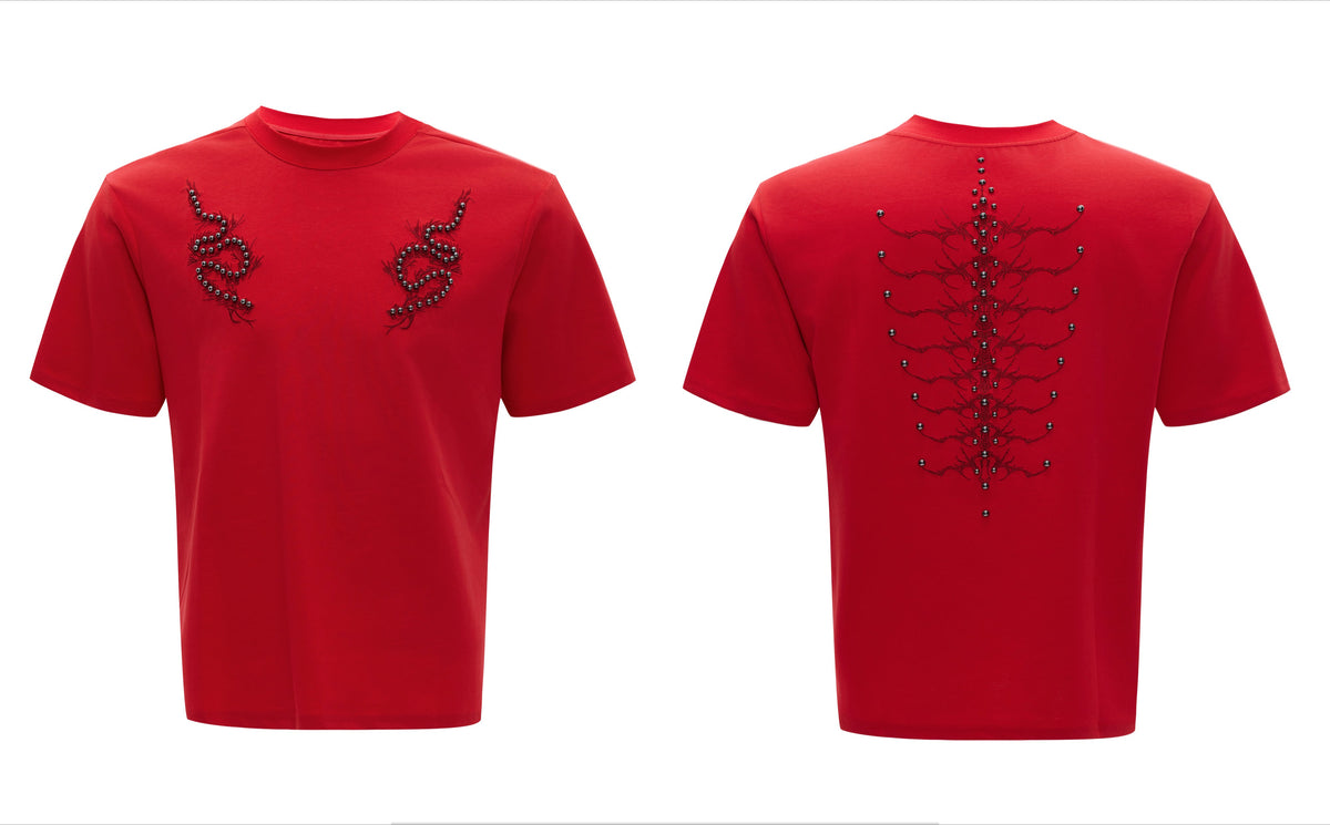 Spine Crystal Grey Fitted Tee - Notkicks
