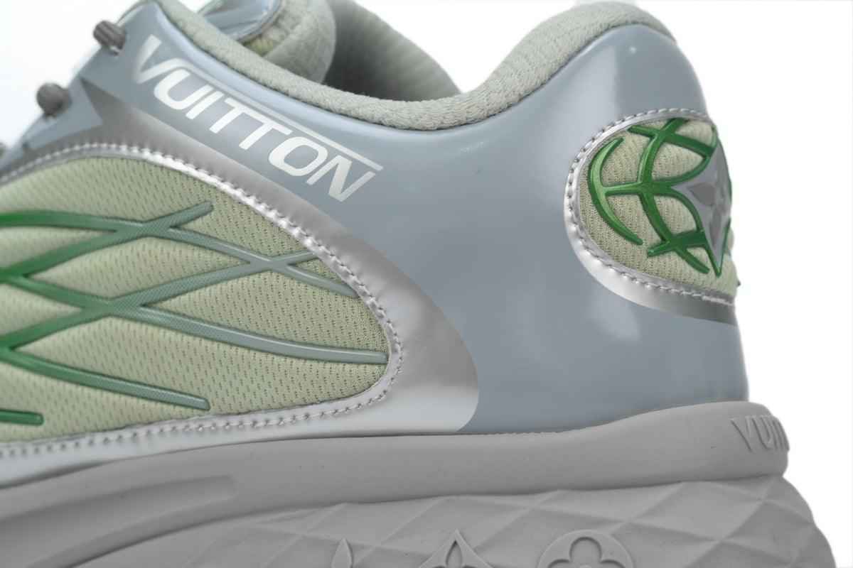 Custom LV Discovery Lace Up White Silver Green SneakerNational