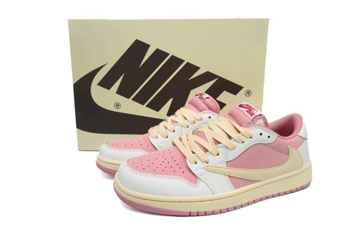 Custom Air Jordan 1 Low White Pink Travis Scott Edition SneakerNational