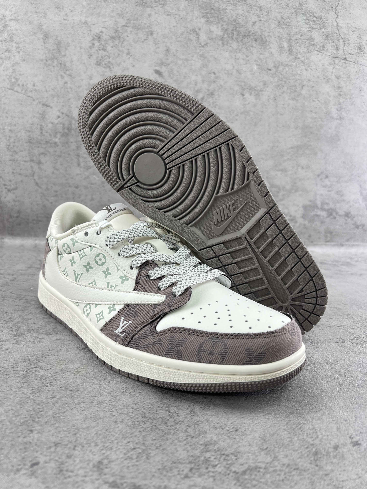 Custom Travis Scott x LV x Air Jordan 1 Low SJ2068 105 SneakerNational