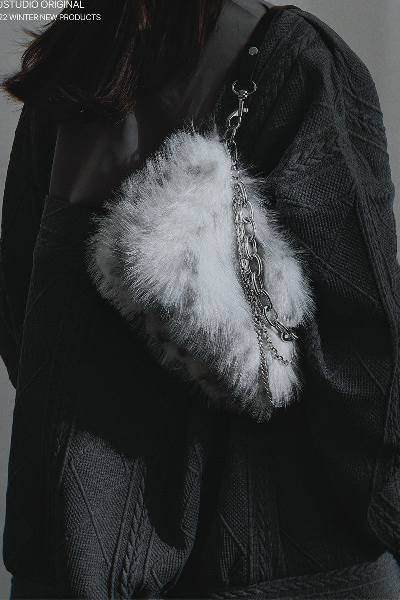 Y2K Chain Mohair Shoulder Bag - Notkicks