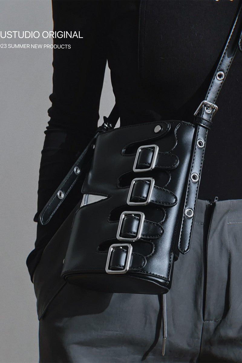 Chromed Logo Leather Shoulder Bag - Notkicks