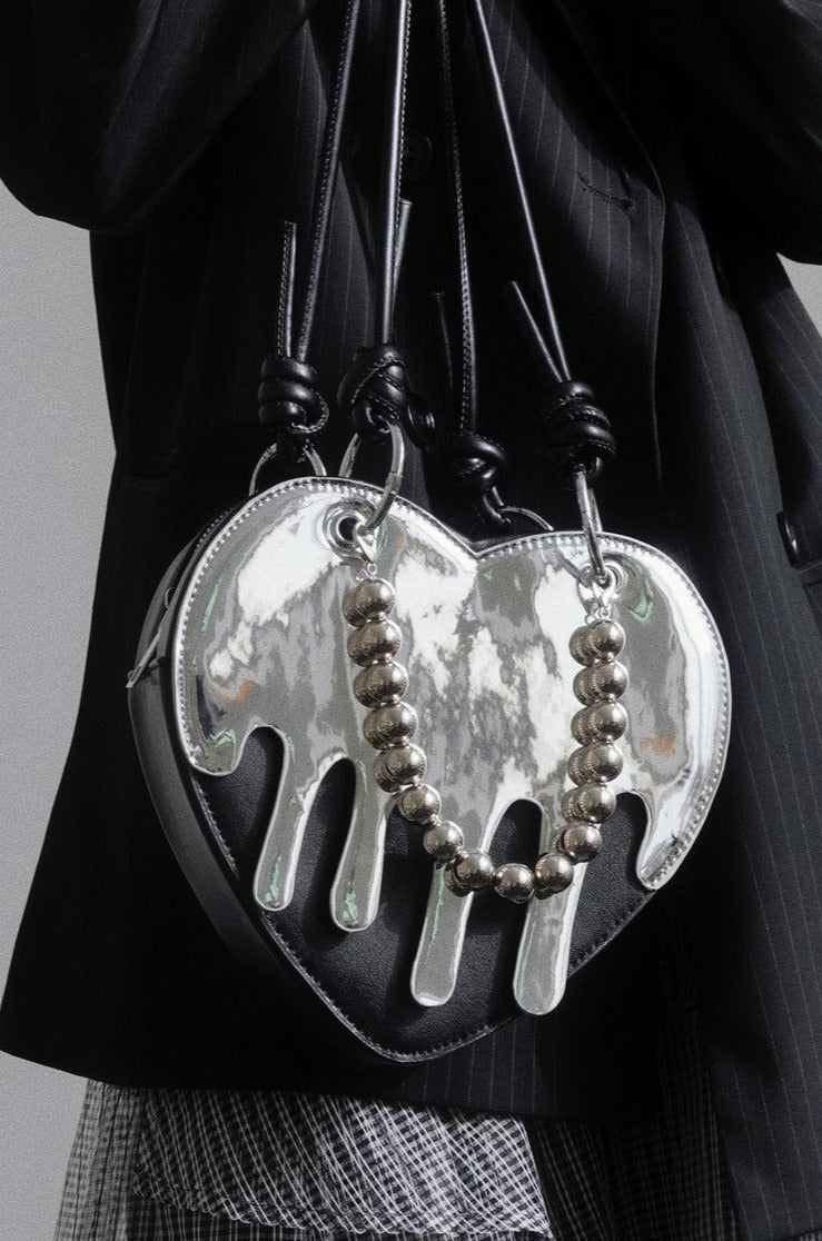 Chrome Liquid Heart-Shaped Bag - Notkicks