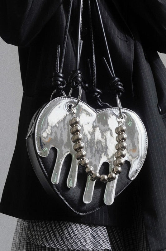 Chrome Liquid Heart-Shaped Bag - Notkicks