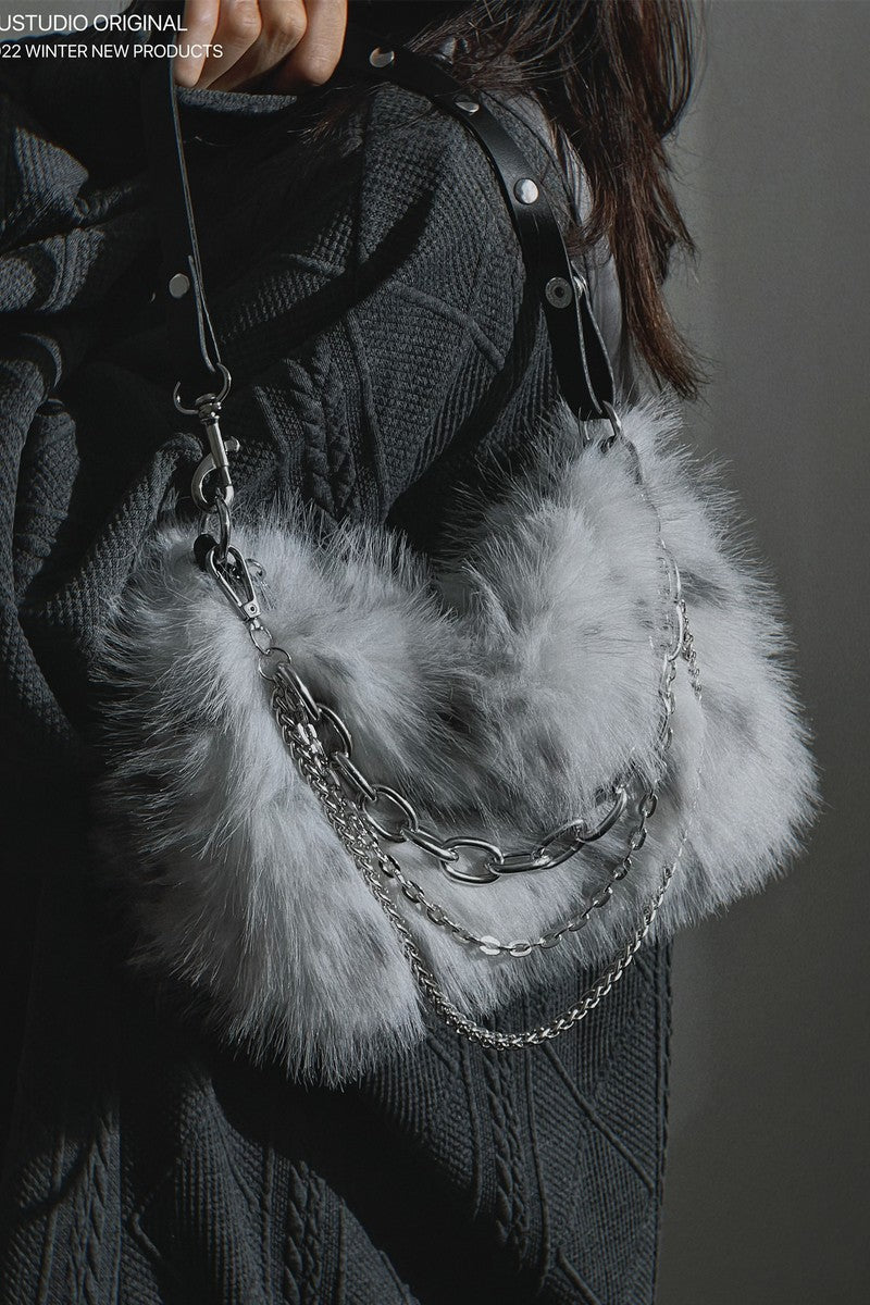 Y2K Chain Mohair Shoulder Bag - Notkicks