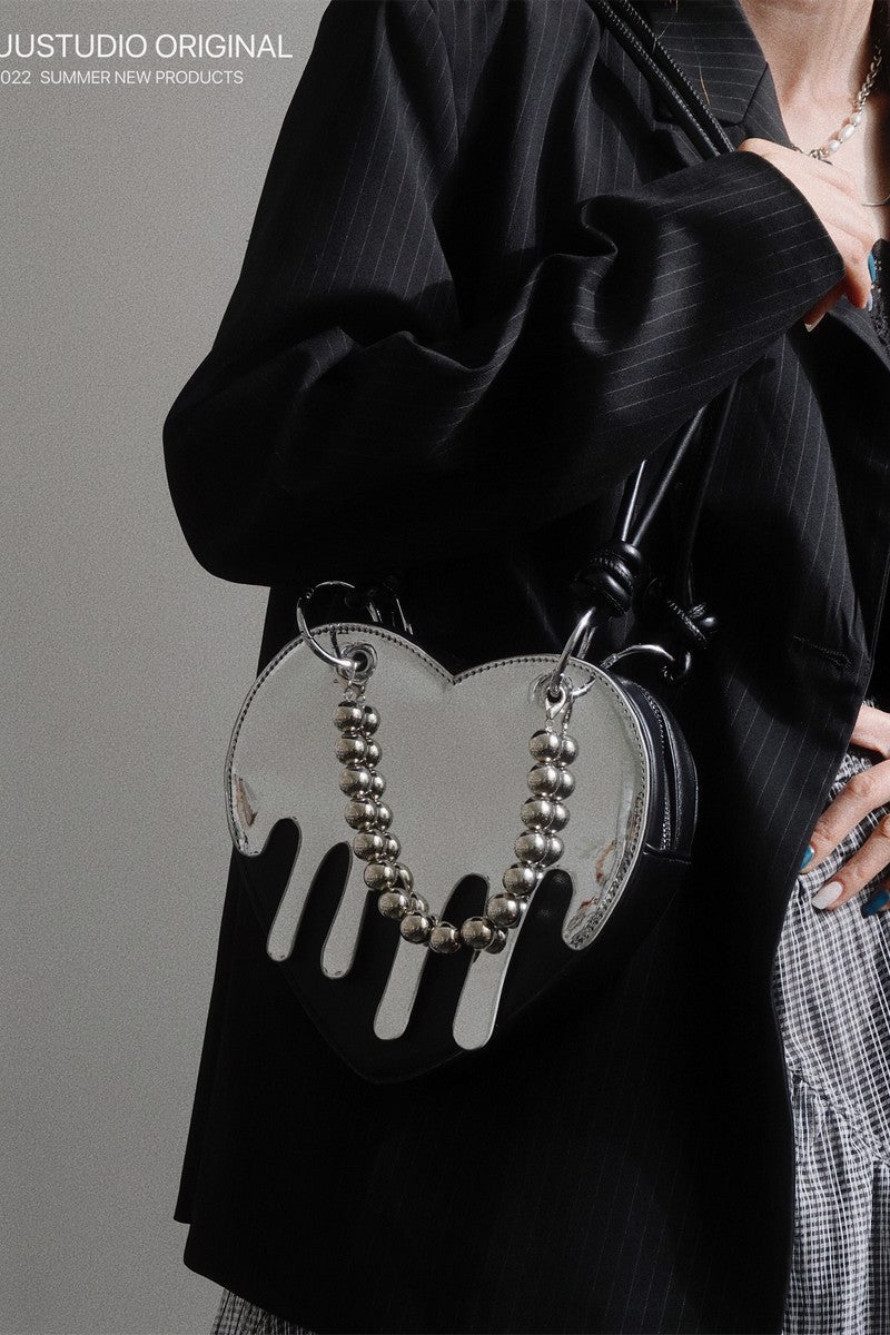 Chrome Liquid Heart-Shaped Bag - Notkicks
