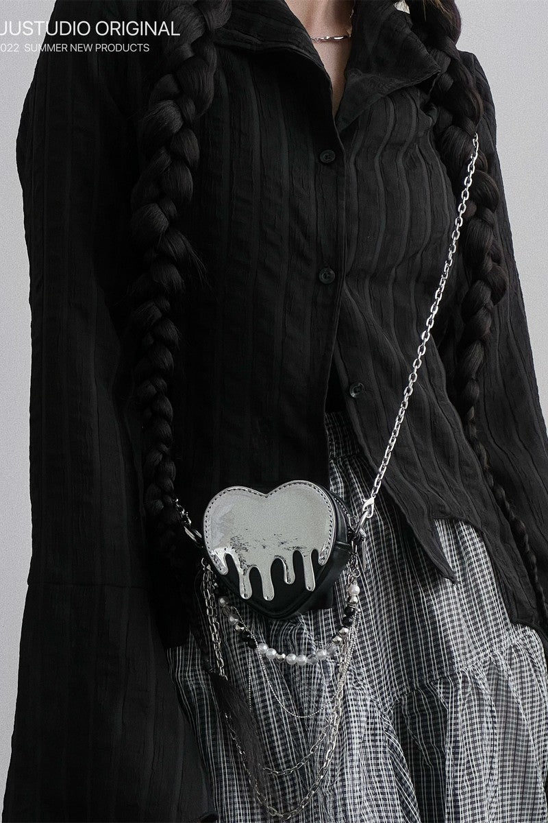 Chrome Heart-Shaped Logo Mini Bag - Notkicks