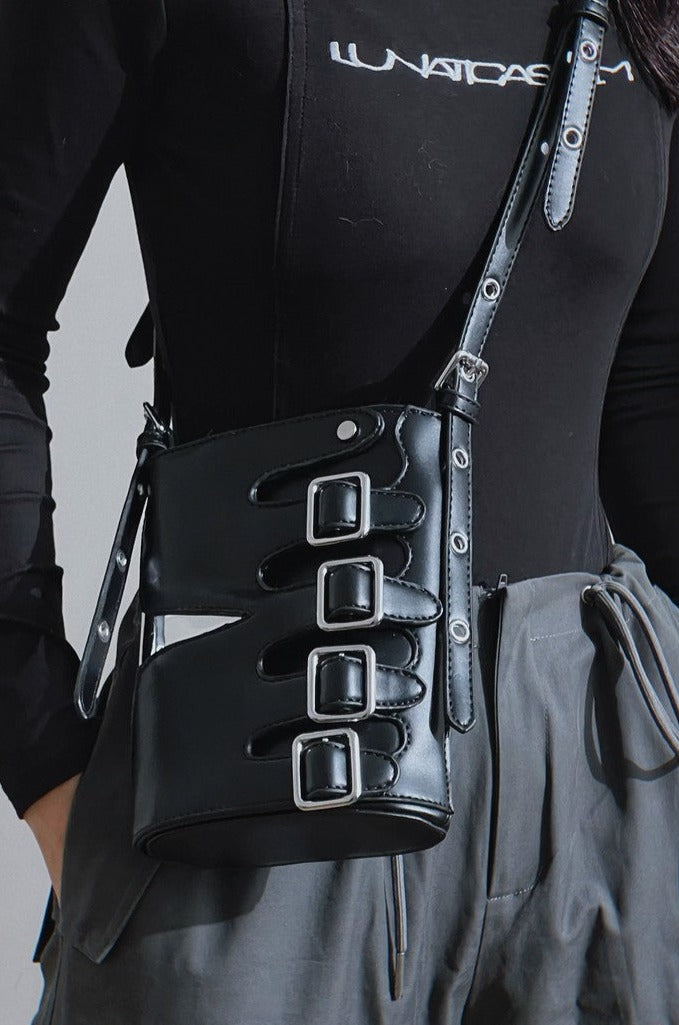 Chromed Logo Leather Shoulder Bag - Notkicks