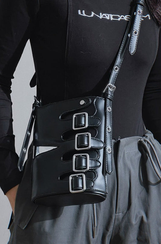 Chromed Logo Leather Shoulder Bag - Notkicks