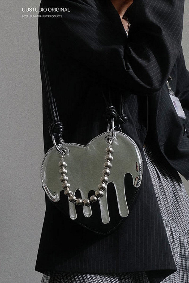 Chrome Liquid Heart-Shaped Bag - Notkicks