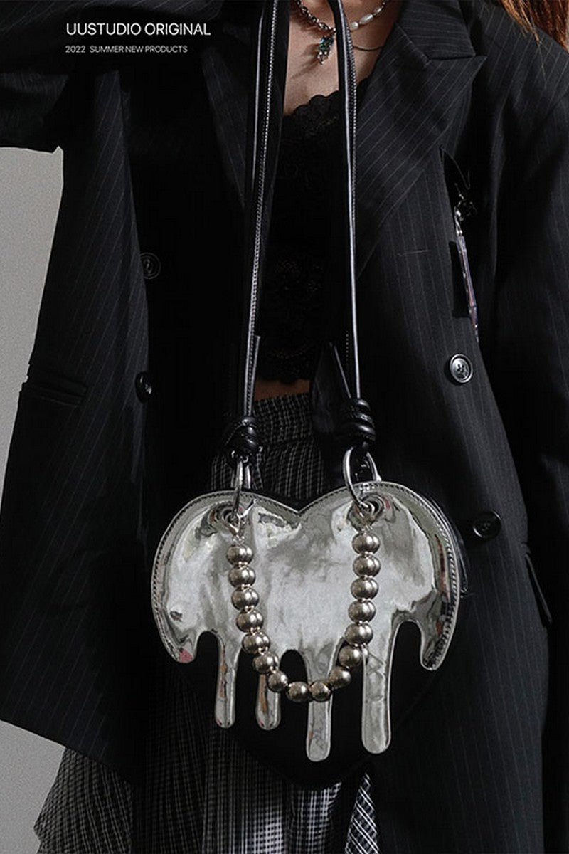 Chrome Liquid Heart-Shaped Bag - Notkicks