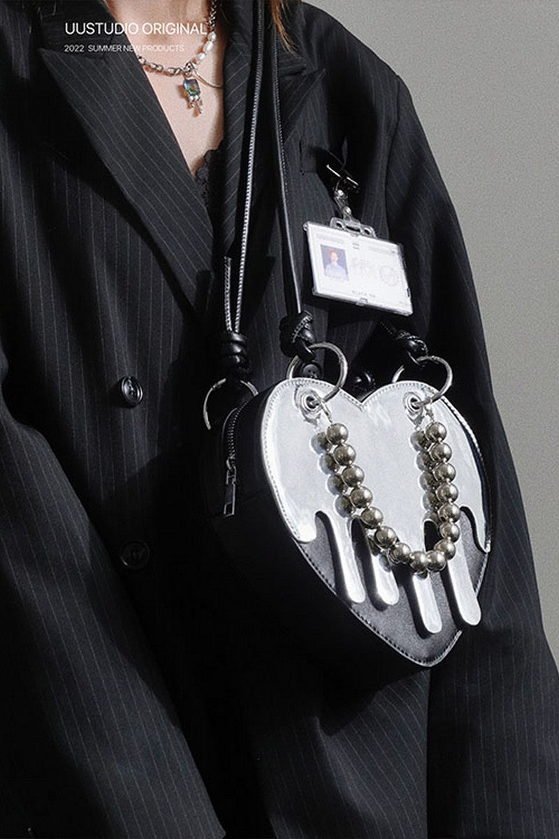 Chrome Liquid Heart-Shaped Bag - Notkicks