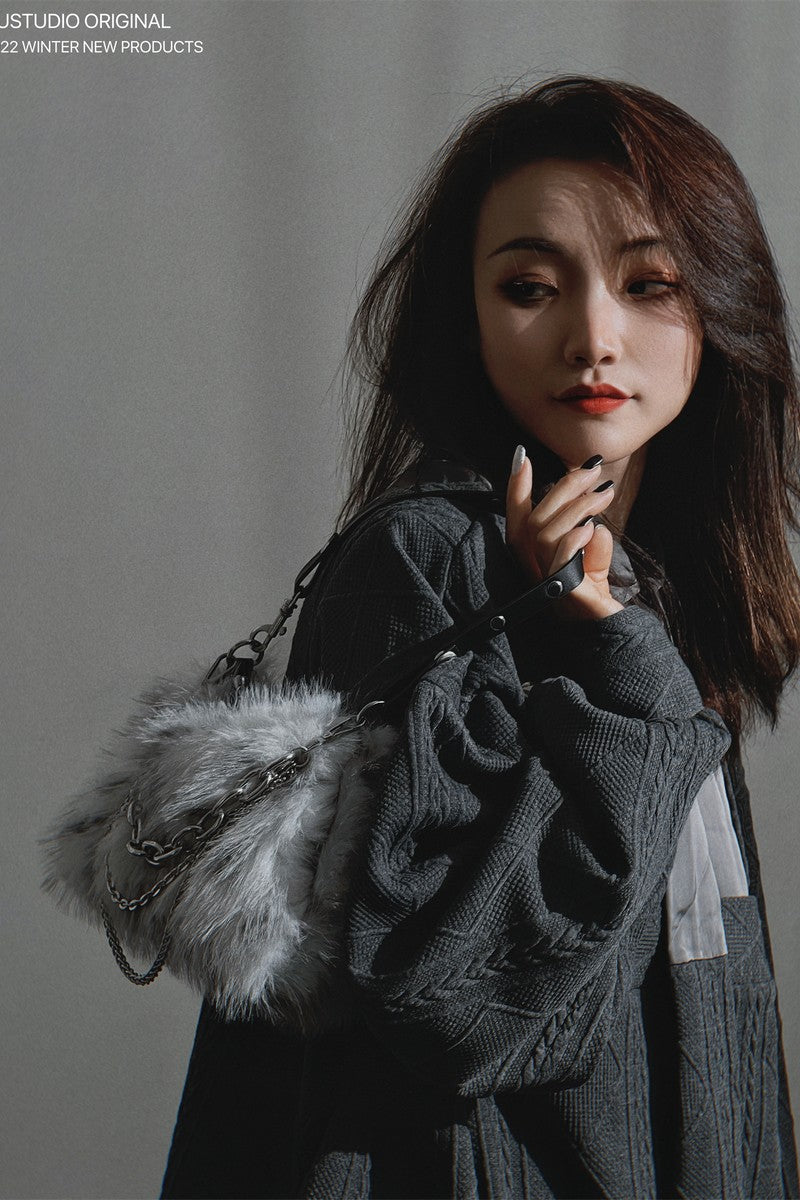 Y2K Chain Mohair Shoulder Bag - Notkicks