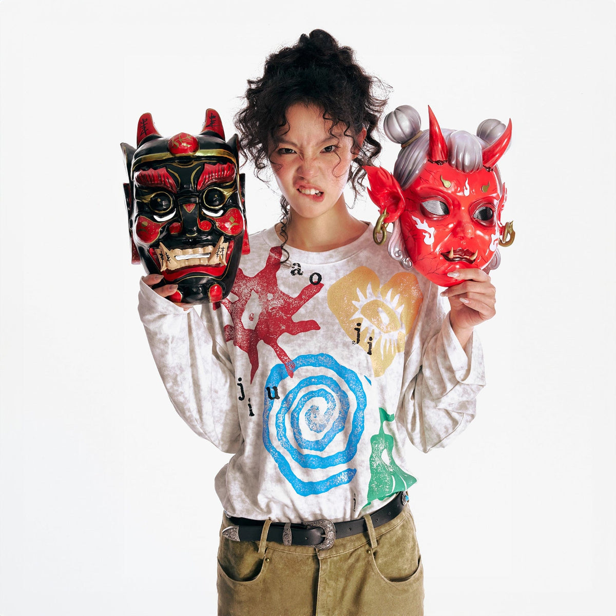Washed Tribal Graphic Long Sleeve Tee - Notkicks