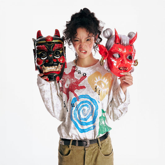 Washed Tribal Graphic Long Sleeve Tee - Notkicks
