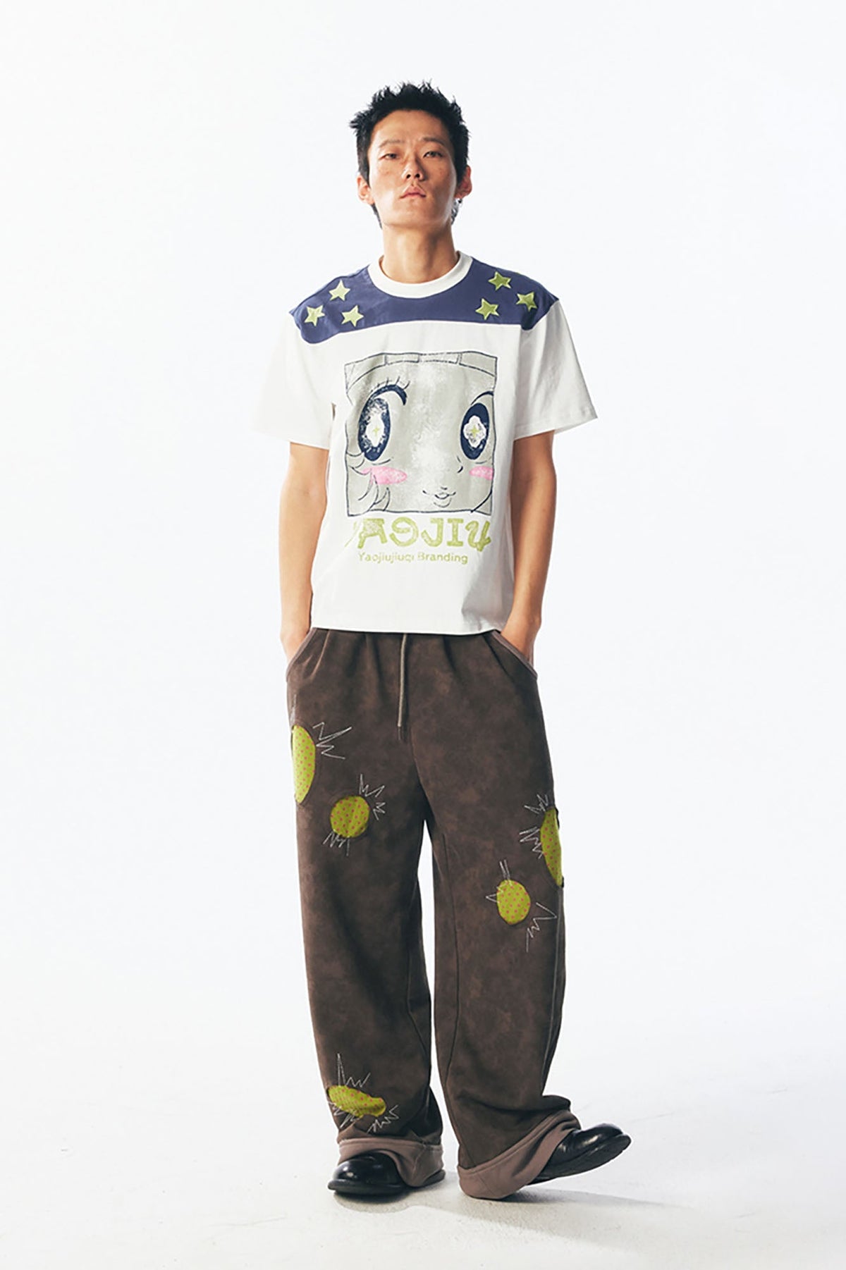 Star Shoulder Graphic Cotton Tee - Notkicks