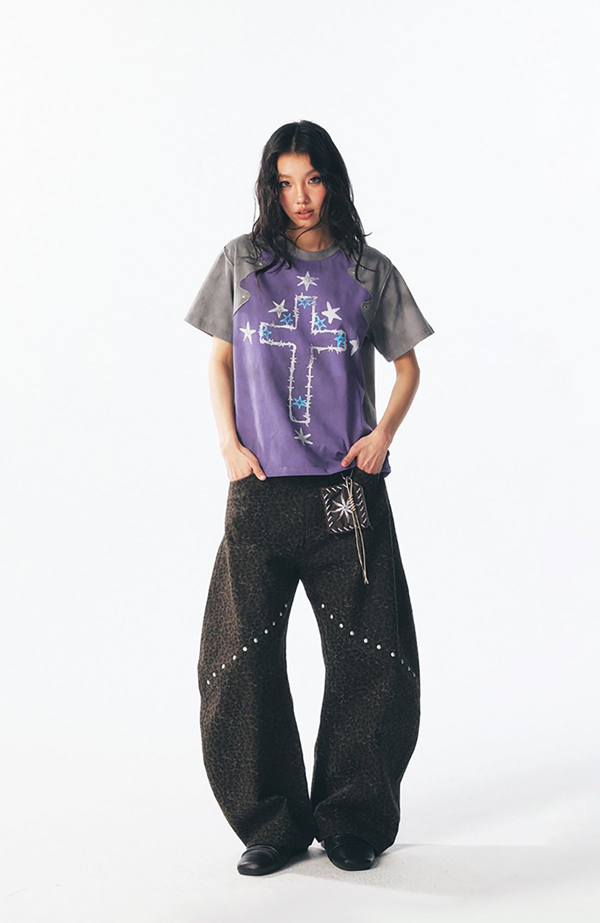 Washed Star Cross Graphic T-Shirt - Notkicks