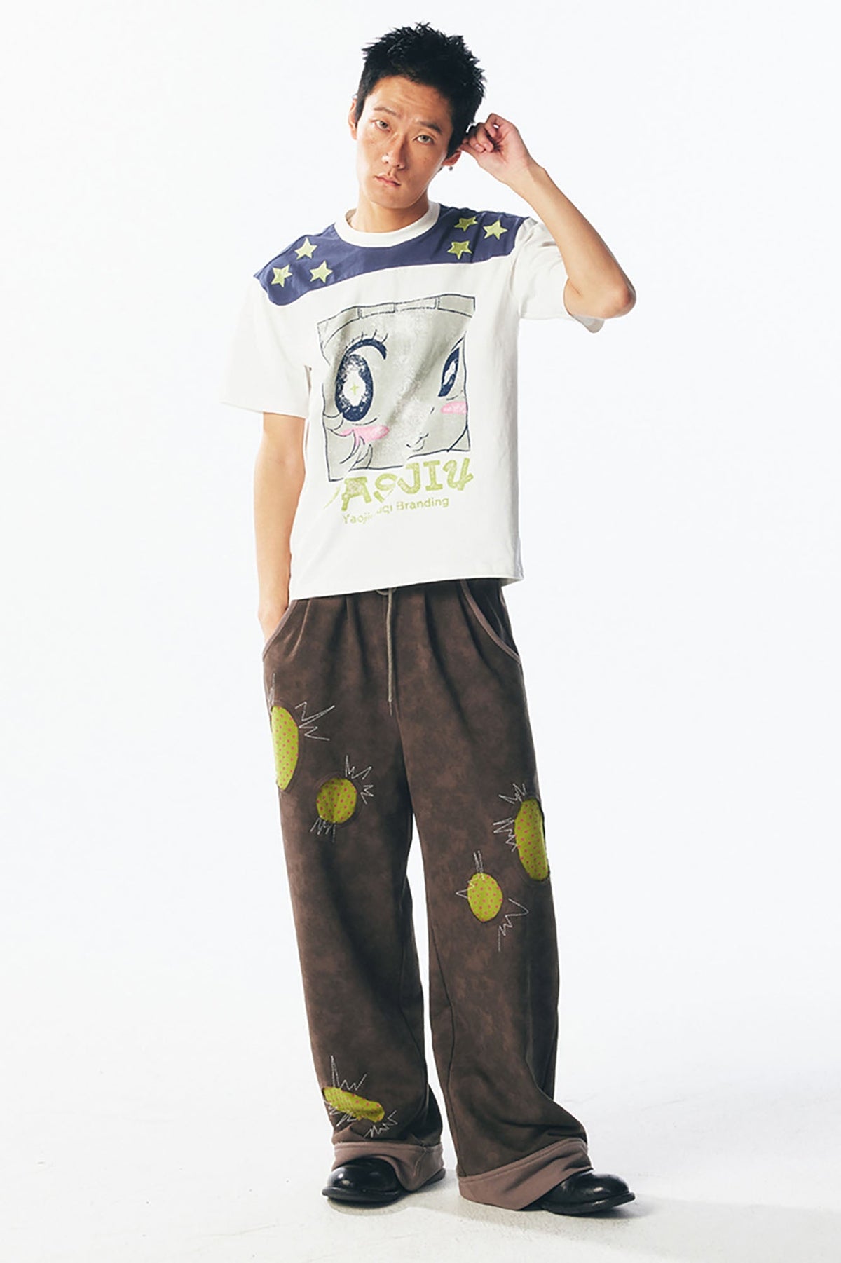 Star Shoulder Graphic Cotton Tee - Notkicks