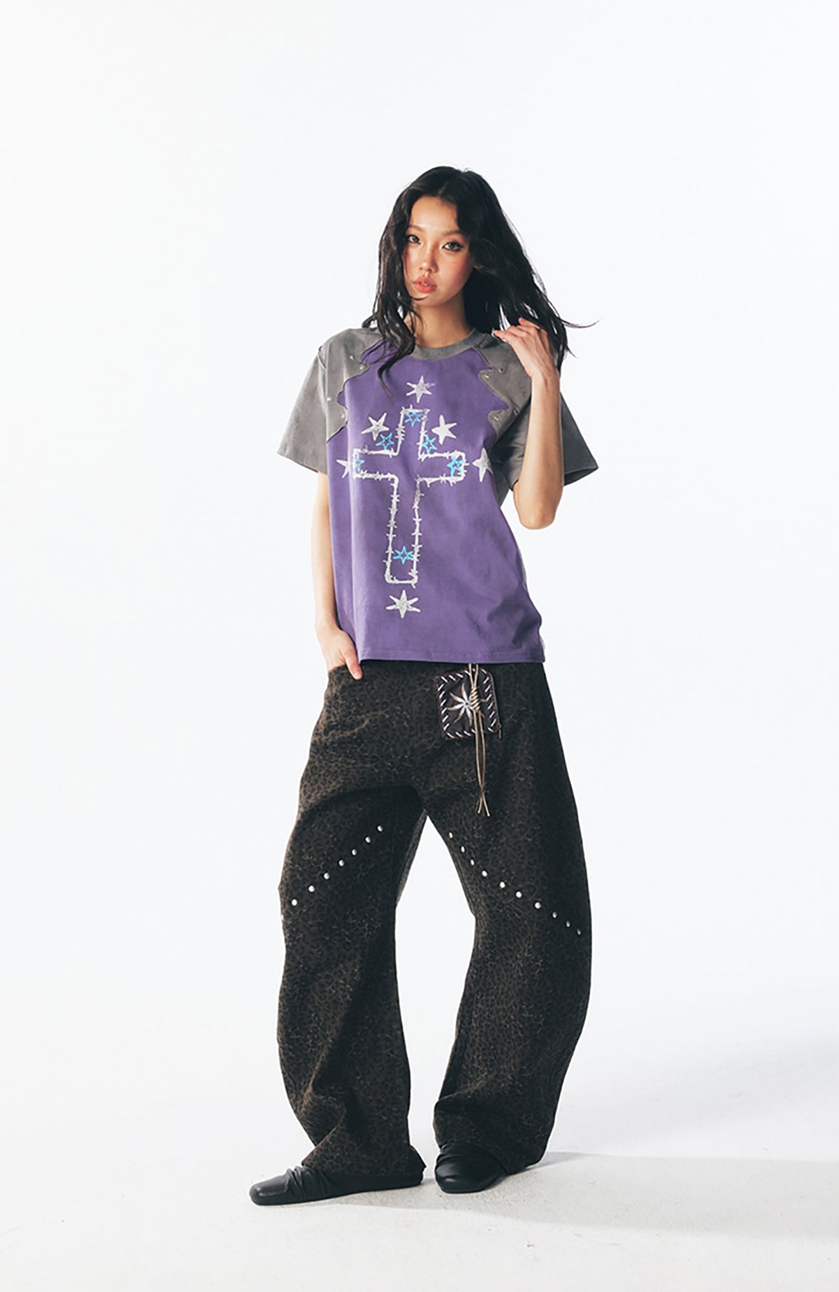 Washed Star Cross Graphic T-Shirt - Notkicks