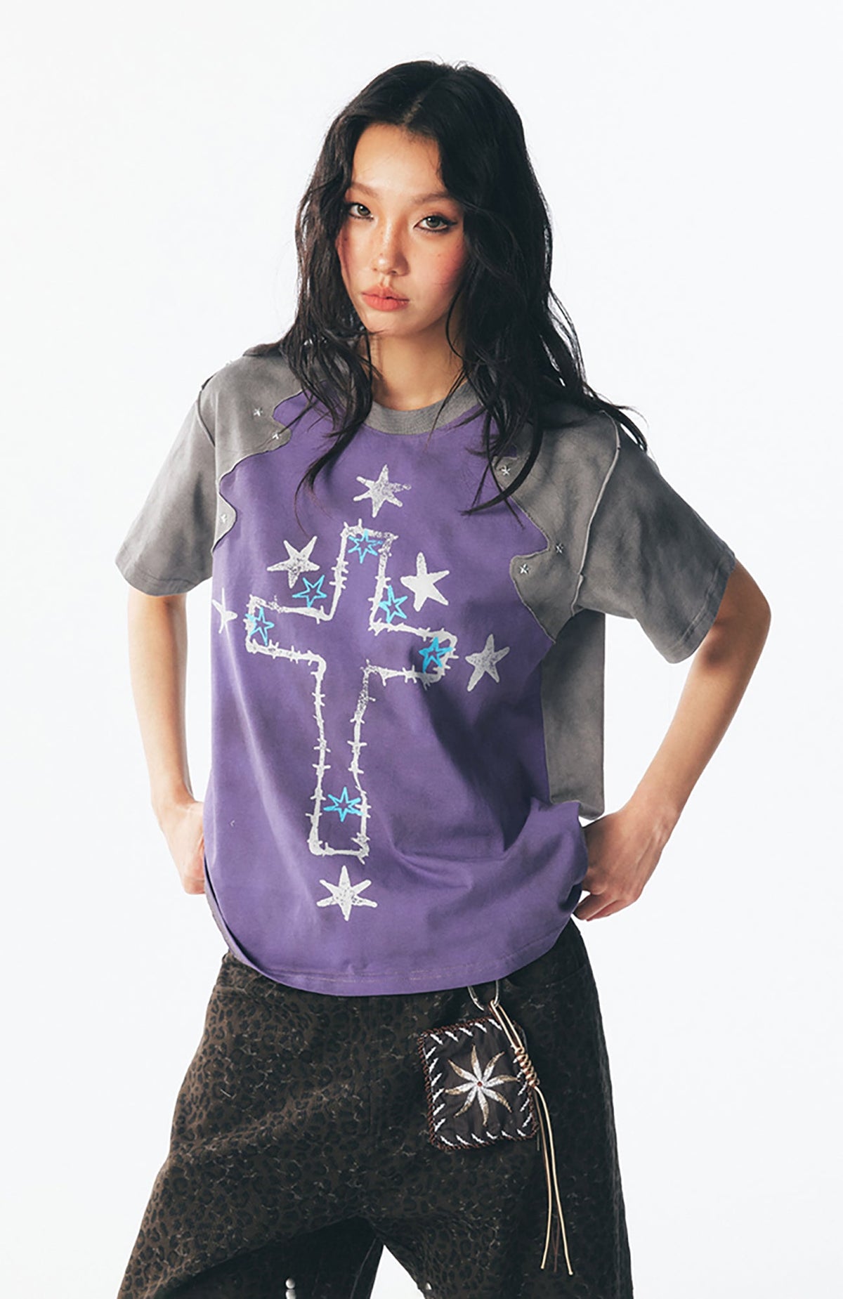 Washed Star Cross Graphic T-Shirt - Notkicks