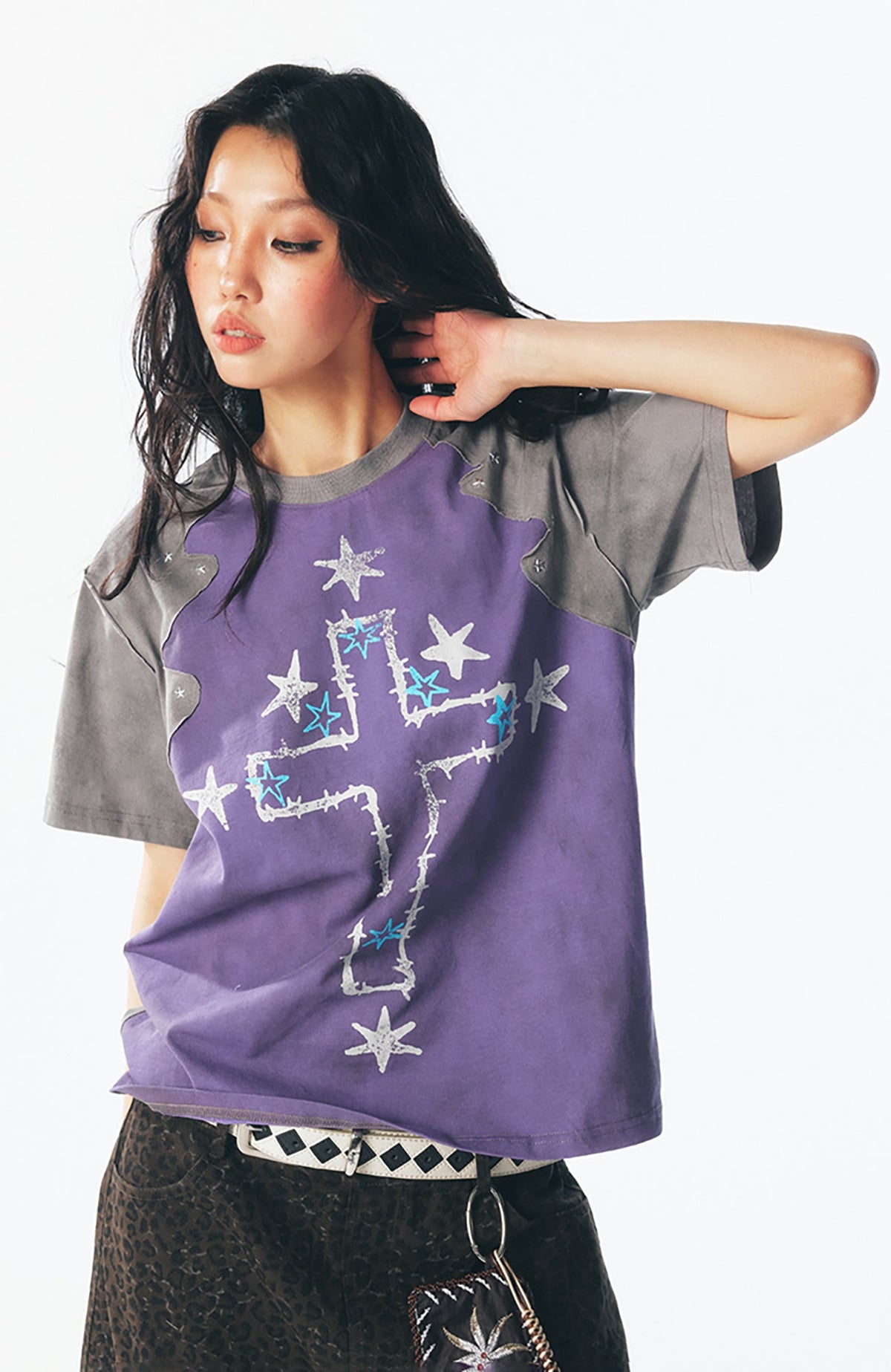Washed Star Cross Graphic T-Shirt - Notkicks