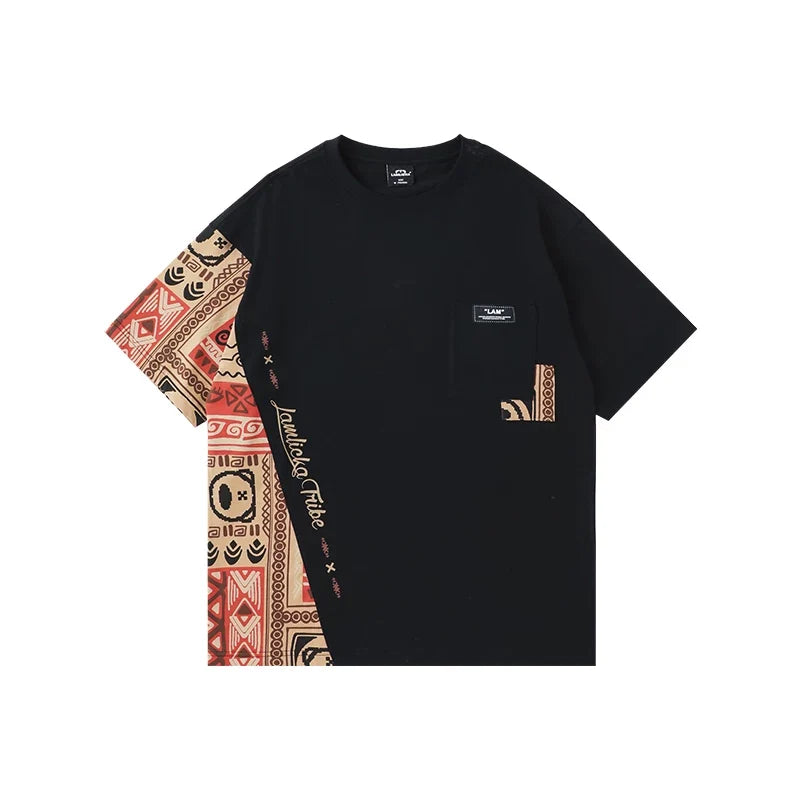 Ethnic Panel Oversized Cotton T-Shirt - Notkicks